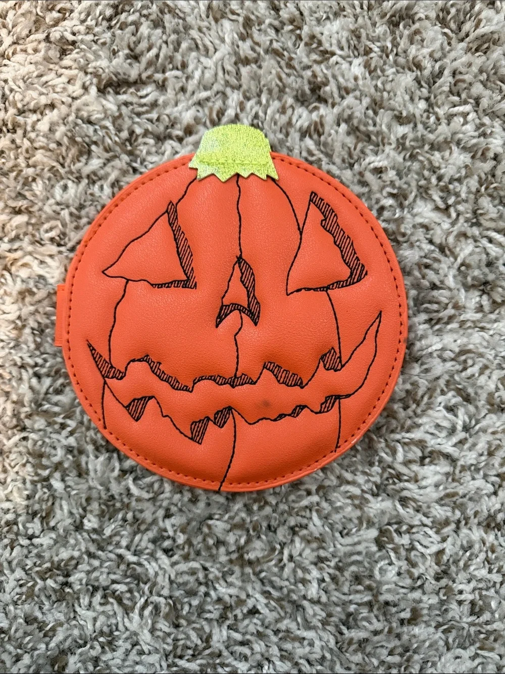 Jack-o'-Lantern Round Wallet in Bright Orange- Pumpkin Kult-Love Pain & Stitches
